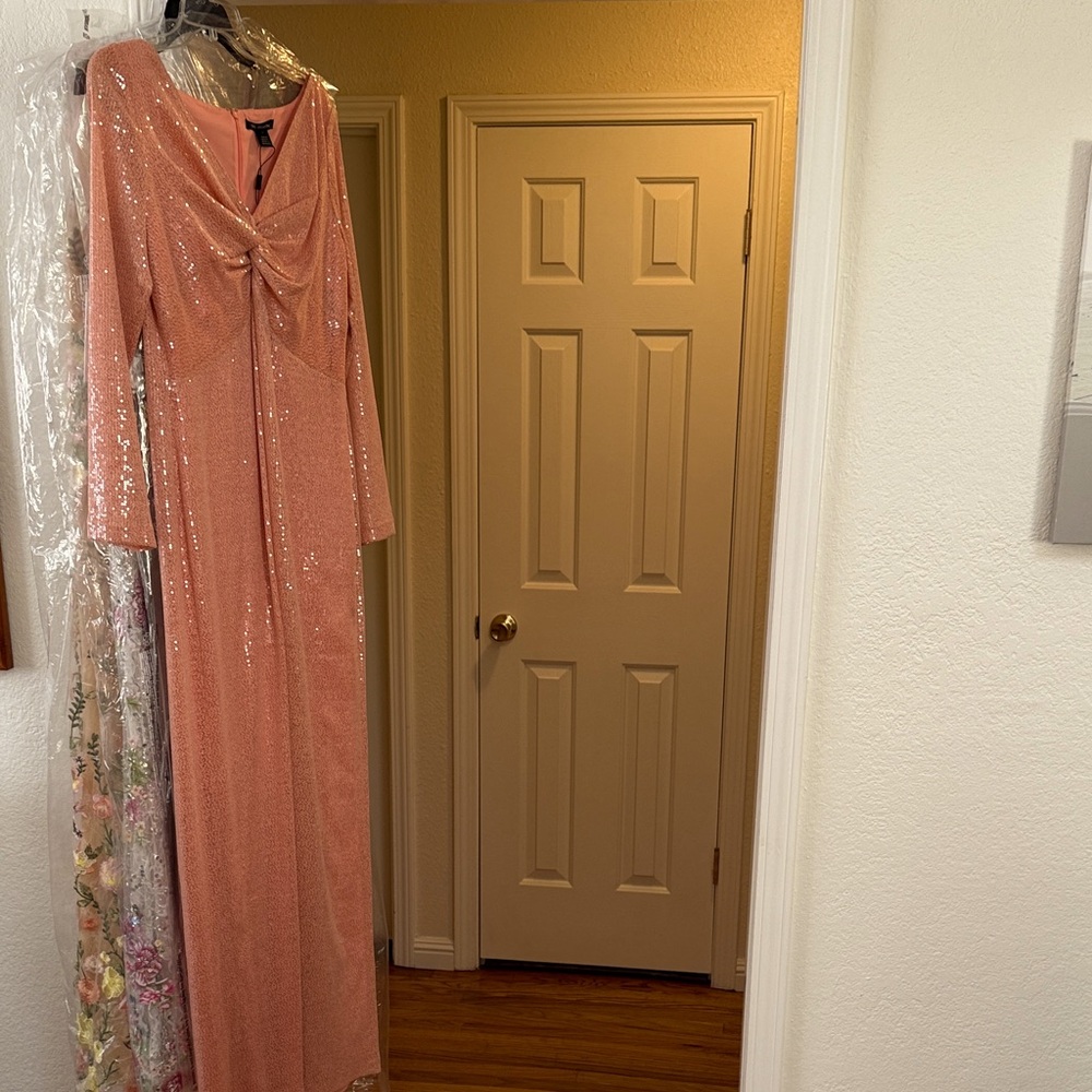 St John Peach Sequin Gown size 14